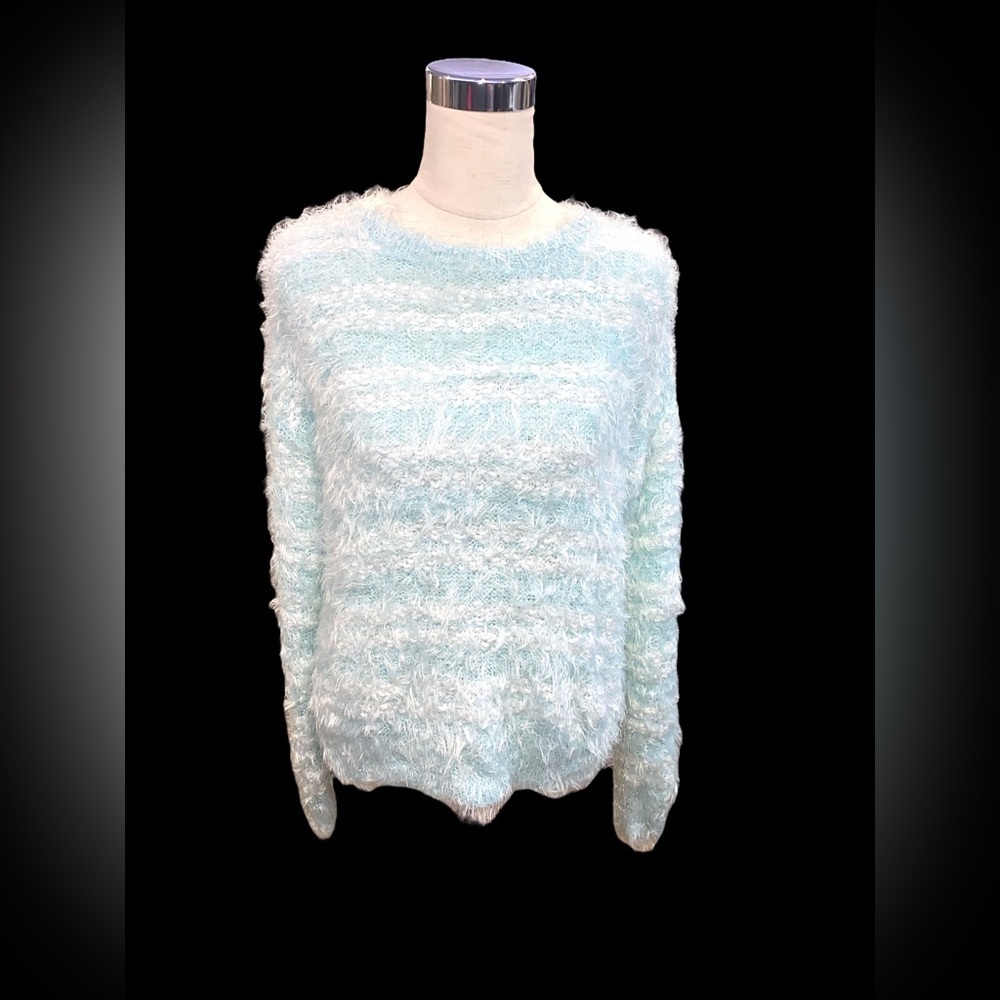 Apt. 9 Blue White With Silver Sequence Long Sleev… - image 1